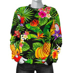 Tropical Hawaiian Fruits Pattern Print Women's Crewneck Sweatshirt GearFrost
