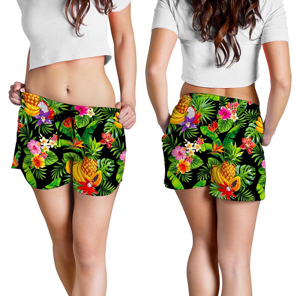 Tropical Hawaiian Fruits Pattern Print Women's Shorts