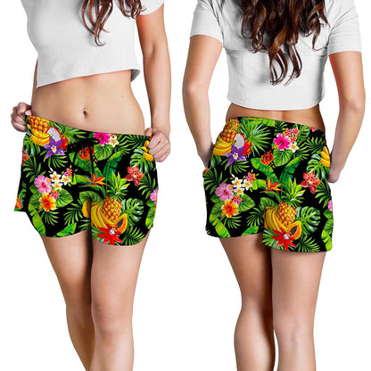 Tropical Hawaiian Fruits Pattern Print Women's Shorts