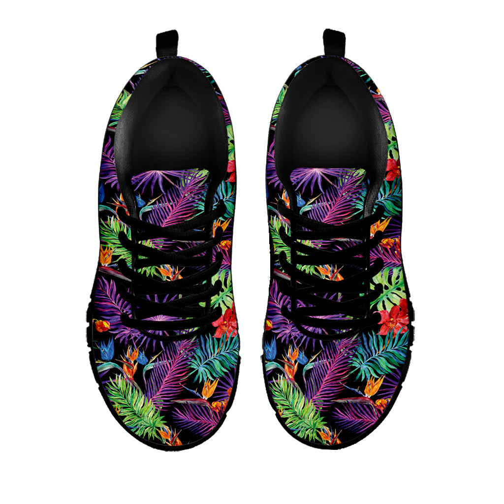 Tropical Hawaiian Jungle Print Black Sneakers