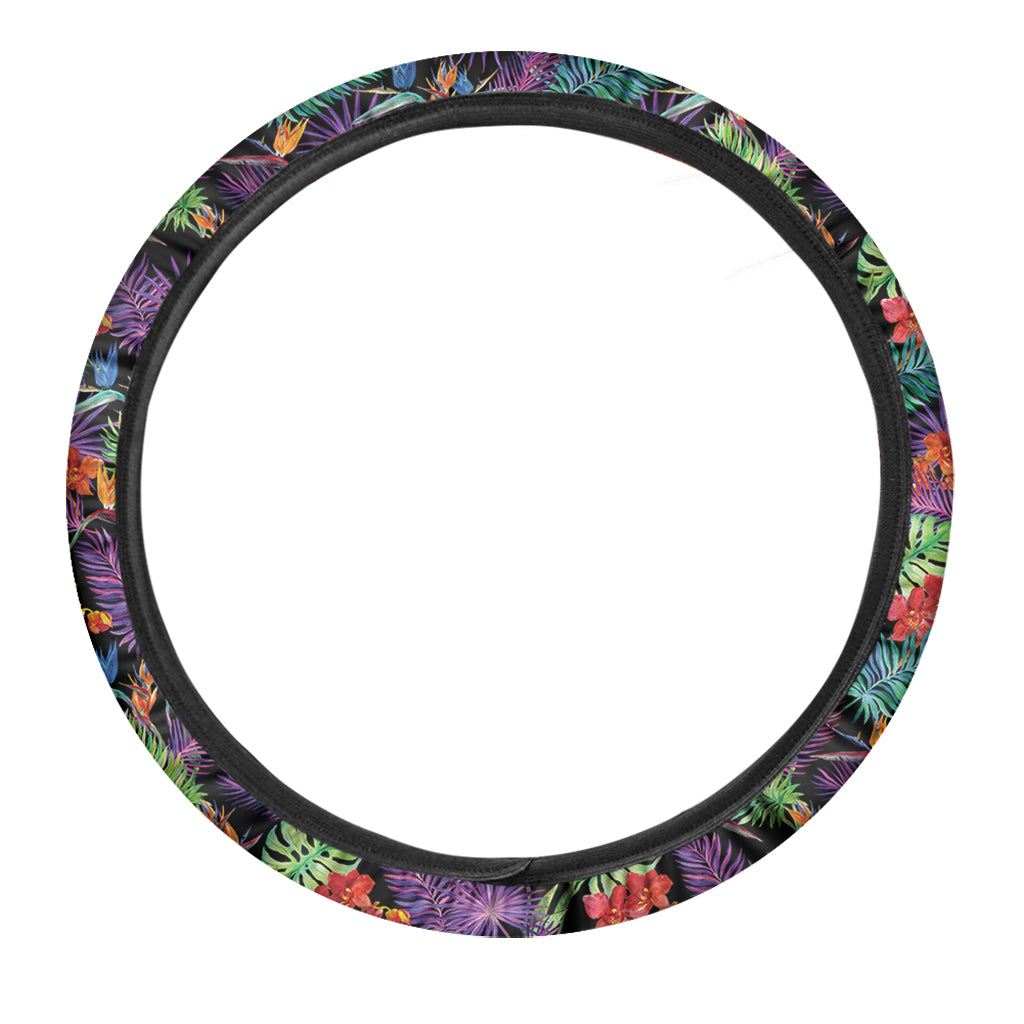 Tropical Hawaiian Jungle Print Car Steering Wheel Cover