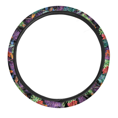 Tropical Hawaiian Jungle Print Car Steering Wheel Cover