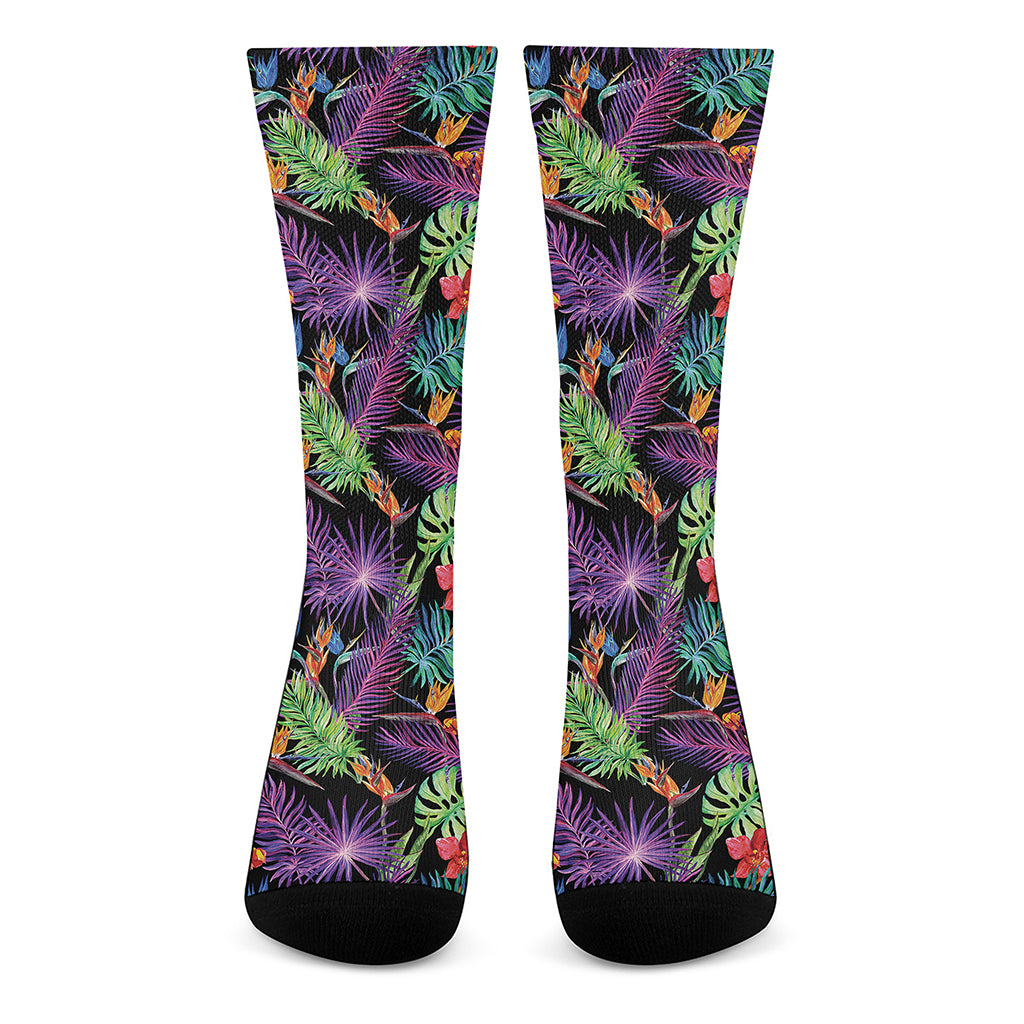 Tropical Hawaiian Jungle Print Crew Socks