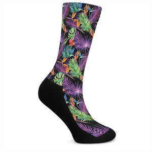 Tropical Hawaiian Jungle Print Crew Socks