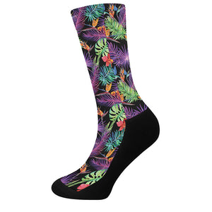 Tropical Hawaiian Jungle Print Crew Socks