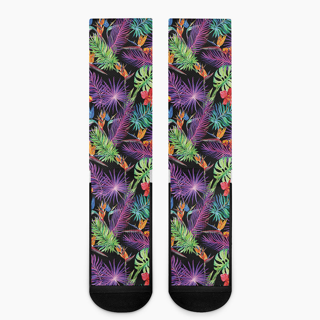 Tropical Hawaiian Jungle Print Crew Socks