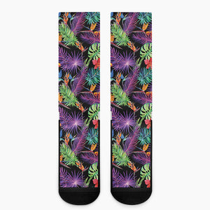 Tropical Hawaiian Jungle Print Crew Socks