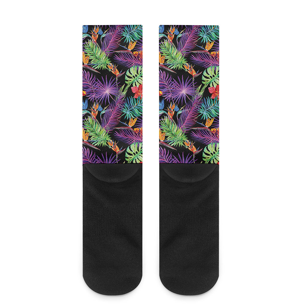 Tropical Hawaiian Jungle Print Crew Socks