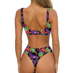 Tropical Hawaiian Jungle Print Front Bow Tie Bikini