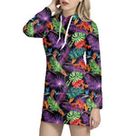 Tropical Hawaiian Jungle Print Hoodie Dress