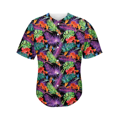 Tropical Hawaiian Jungle Print Men's Baseball Jersey