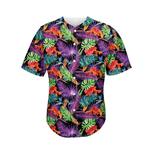 Tropical Hawaiian Jungle Print Men's Baseball Jersey