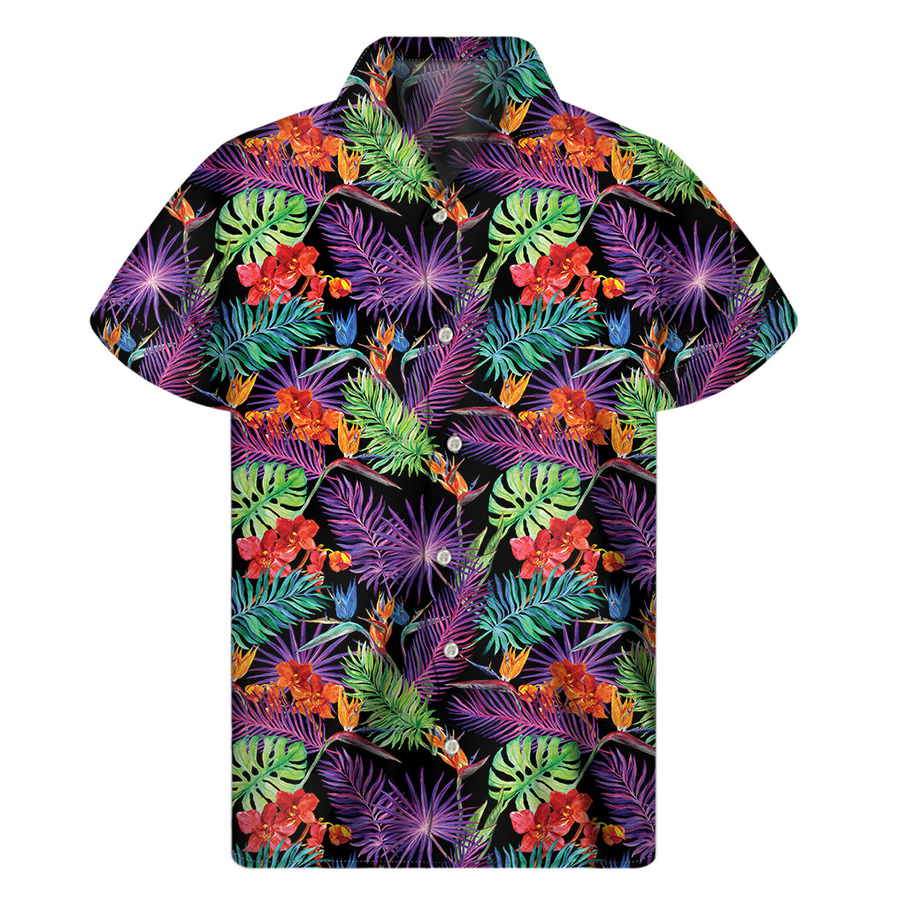 Tropical Hawaiian Jungle Print Men's Short Sleeve Shirt