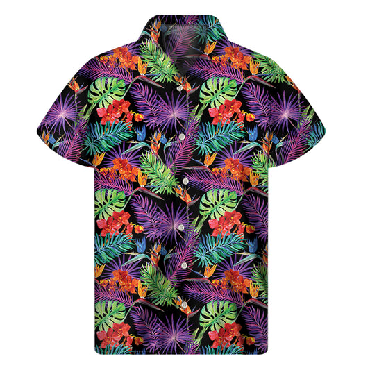 Tropical Hawaiian Jungle Print Men's Short Sleeve Shirt