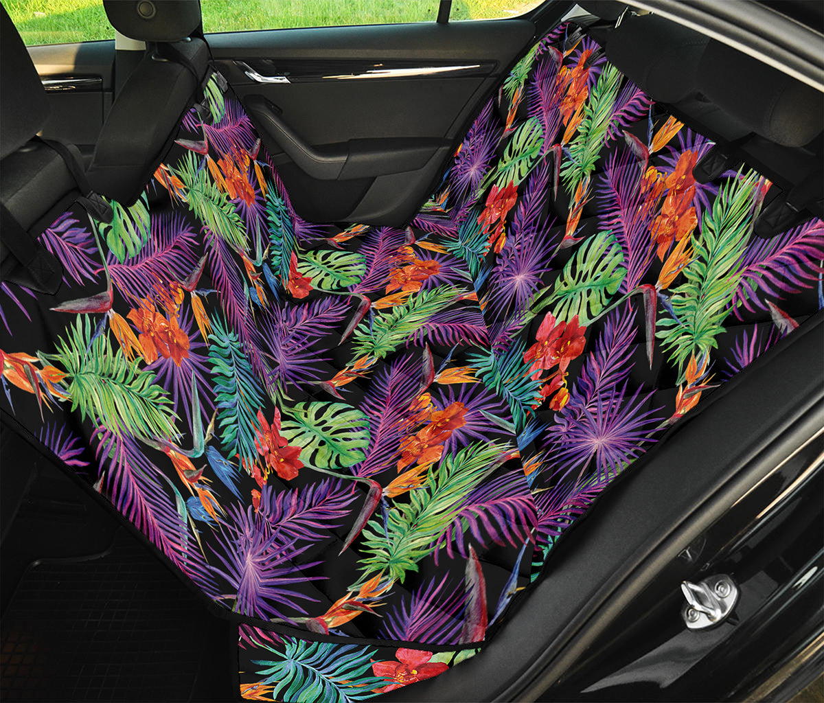 Tropical Hawaiian Jungle Print Pet Car Back Seat Cover