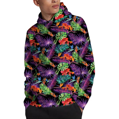 Tropical Hawaiian Jungle Print Pullover Hoodie