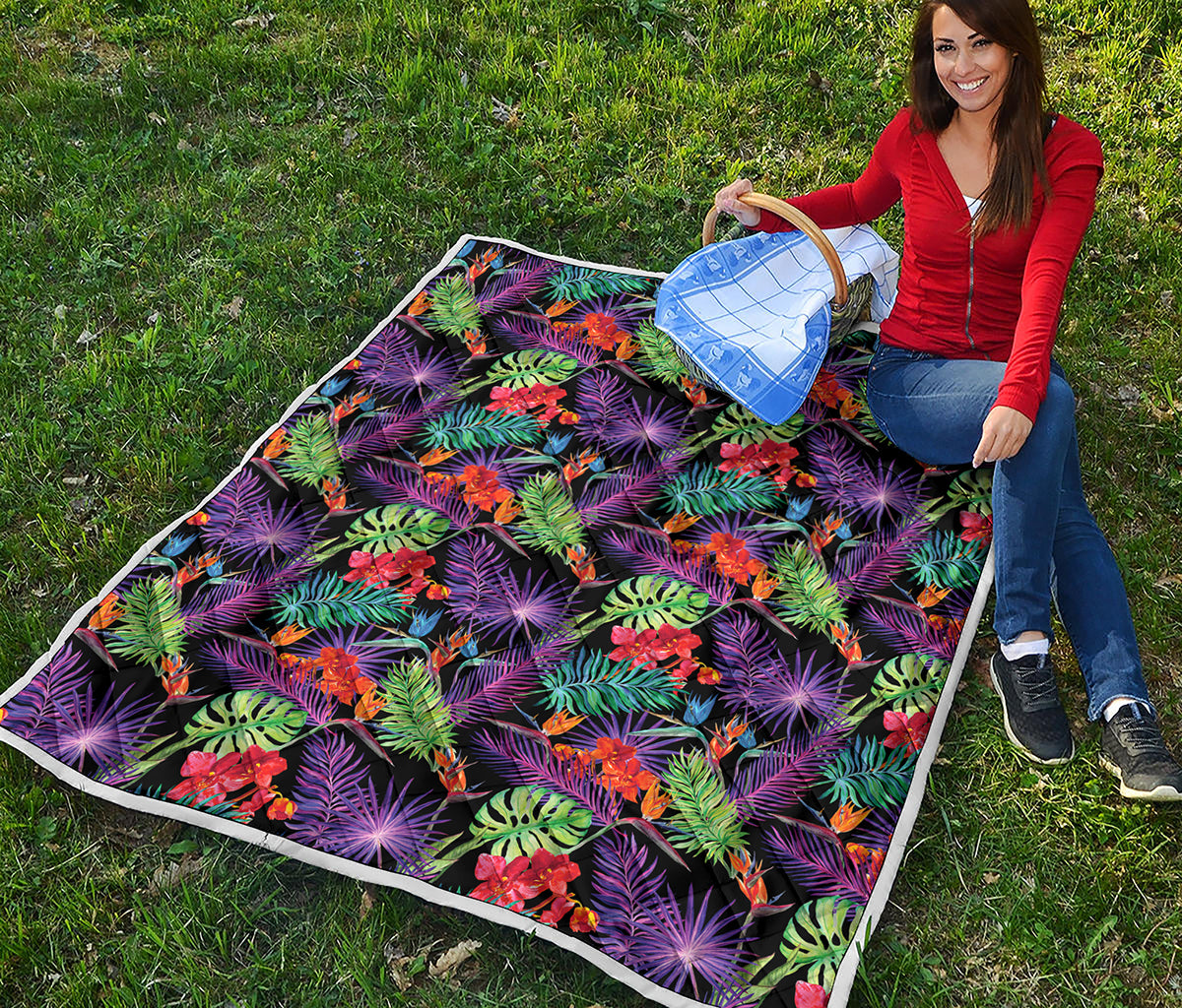 Tropical Hawaiian Jungle Print Quilt