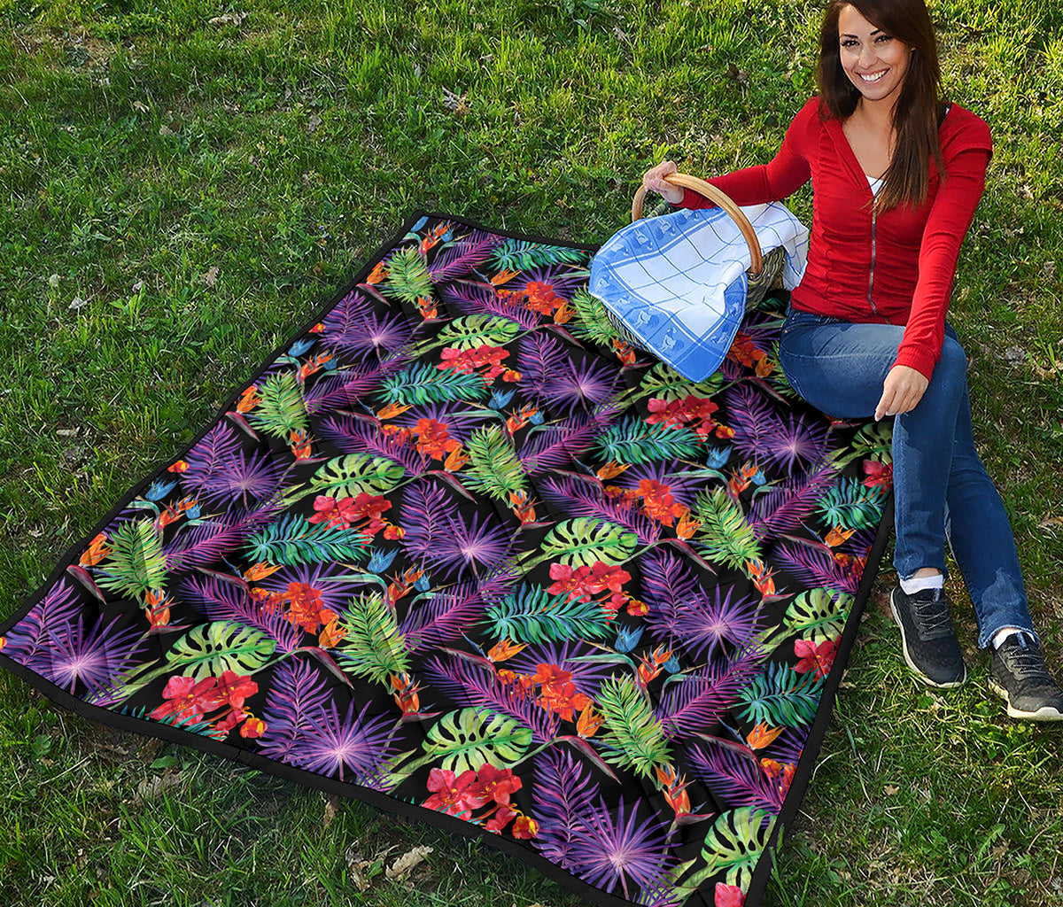Tropical Hawaiian Jungle Print Quilt
