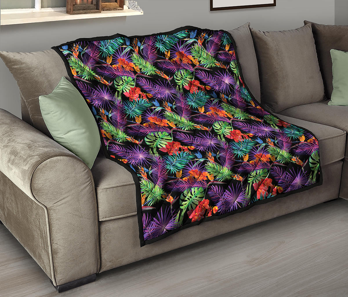 Tropical Hawaiian Jungle Print Quilt