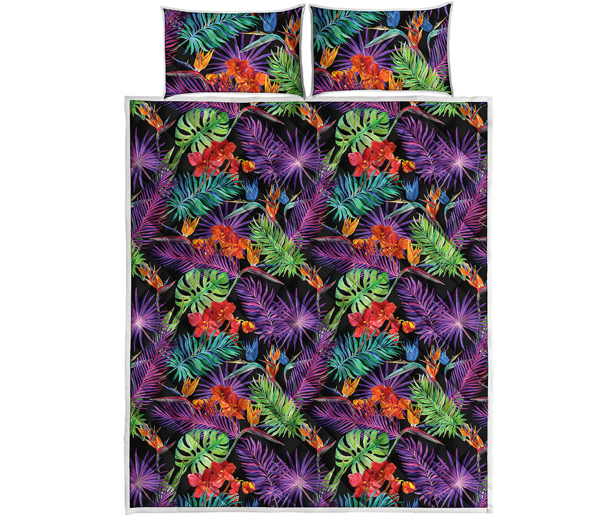 Tropical Hawaiian Jungle Print Quilt Bed Set