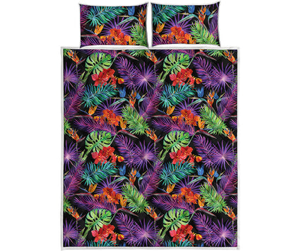 Tropical Hawaiian Jungle Print Quilt Bed Set