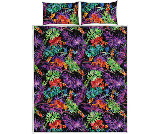 Tropical Hawaiian Jungle Print Quilt Bed Set