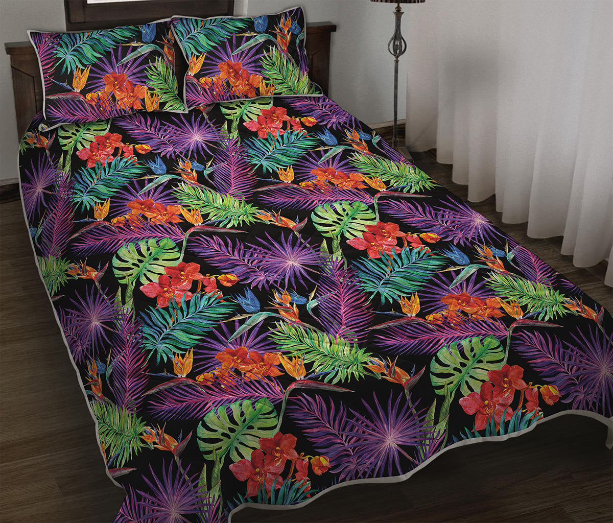 Tropical Hawaiian Jungle Print Quilt Bed Set