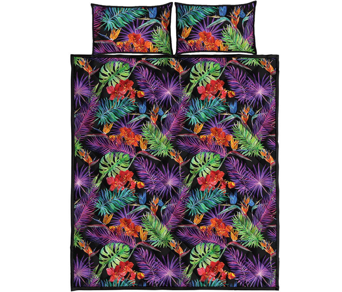 Tropical Hawaiian Jungle Print Quilt Bed Set