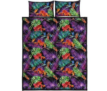 Tropical Hawaiian Jungle Print Quilt Bed Set