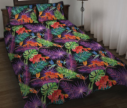 Tropical Hawaiian Jungle Print Quilt Bed Set