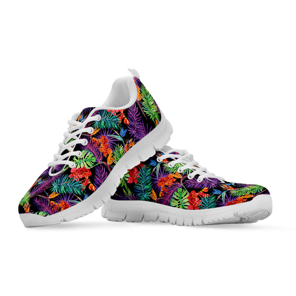 Tropical Hawaiian Jungle Print White Sneakers