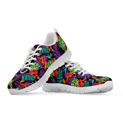 Tropical Hawaiian Jungle Print White Sneakers