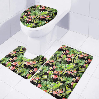 Tropical Hawaiian Parrot Pattern Print 3 Piece Bath Mat Set