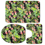 Tropical Hawaiian Parrot Pattern Print 3 Piece Bath Mat Set