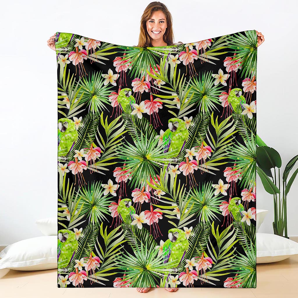 Tropical Hawaiian Parrot Pattern Print Blanket