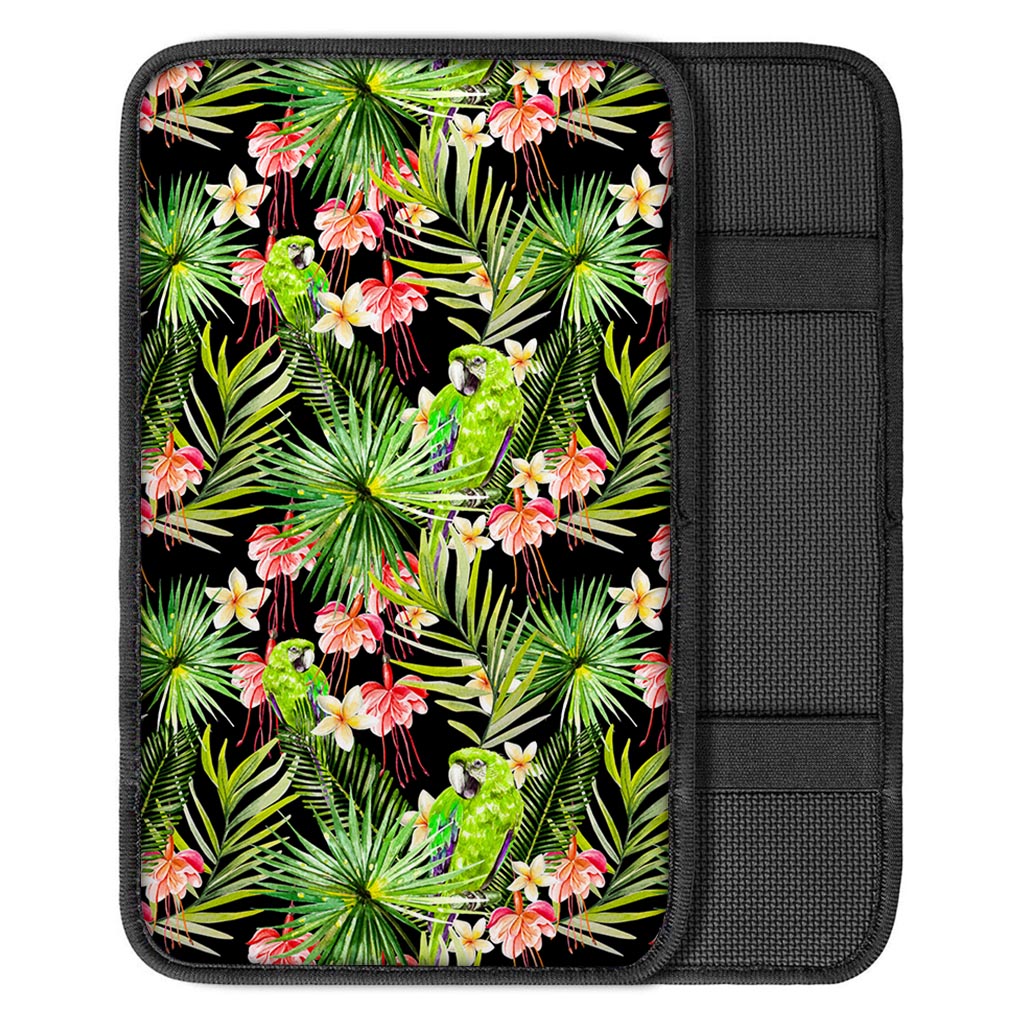 Tropical Hawaiian Parrot Pattern Print Car Center Console Cover
