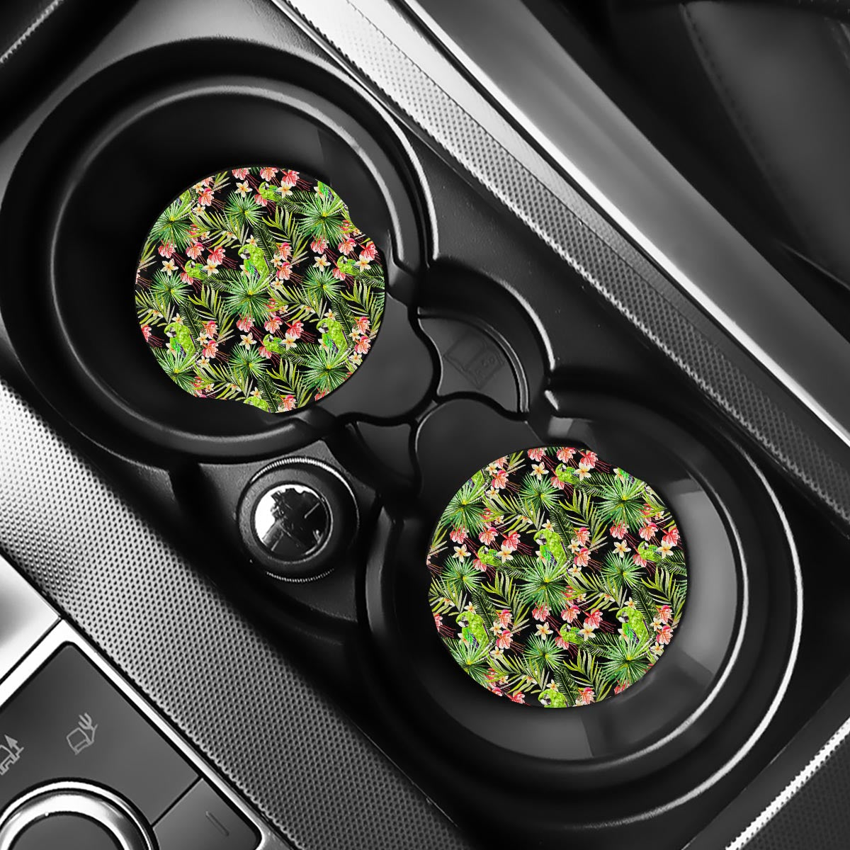 Tropical Hawaiian Parrot Pattern Print Car Coasters