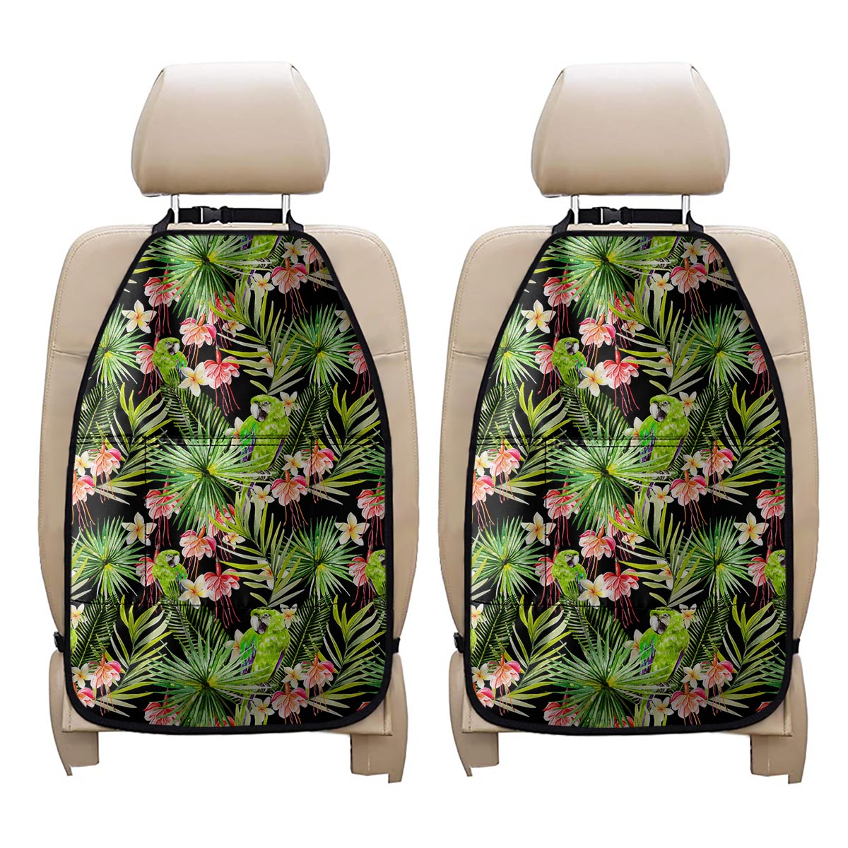 Tropical Hawaiian Parrot Pattern Print Car Seat Organizers