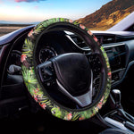 Tropical Hawaiian Parrot Pattern Print Car Steering Wheel Cover