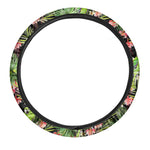 Tropical Hawaiian Parrot Pattern Print Car Steering Wheel Cover
