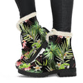 Tropical Hawaiian Parrot Pattern Print Faux Fur Leather Boots