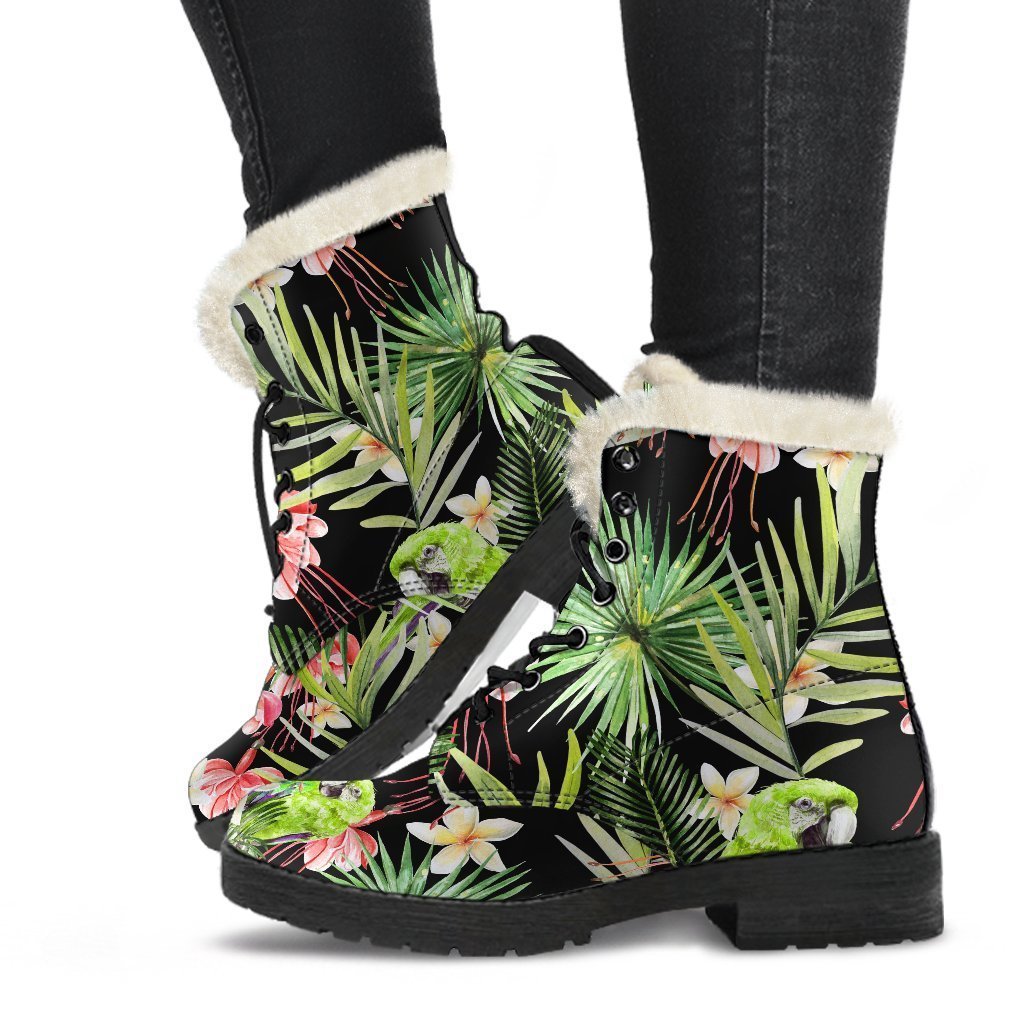 Tropical Hawaiian Parrot Pattern Print Comfy Boots GearFrost