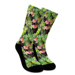 Tropical Hawaiian Parrot Pattern Print Crew Socks