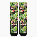 Tropical Hawaiian Parrot Pattern Print Crew Socks