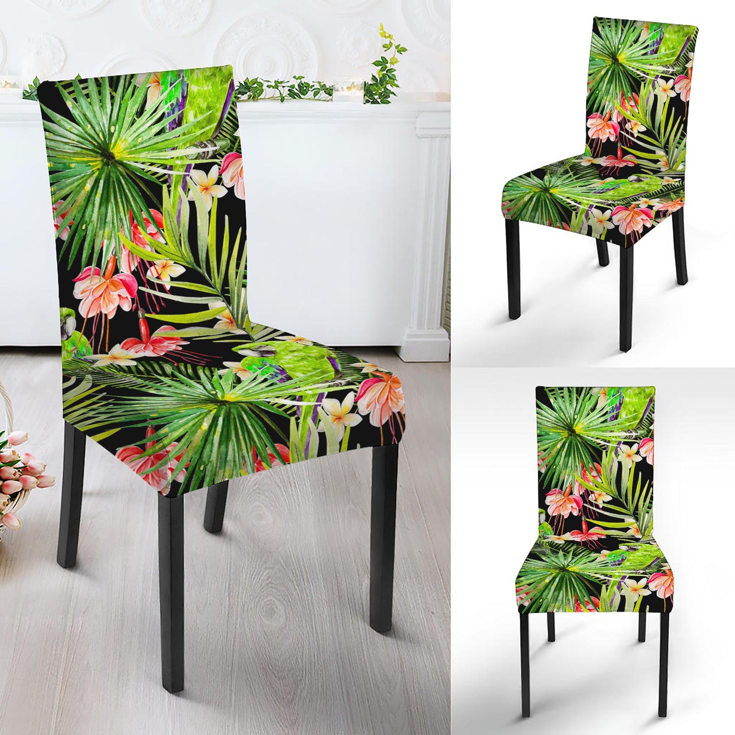 Tropical Hawaiian Parrot Pattern Print Dining Chair Slipcover