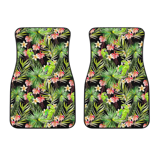 Tropical Hawaiian Parrot Pattern Print Front Car Floor Mats