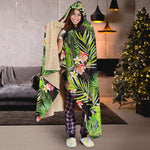 Tropical Hawaiian Parrot Pattern Print Hooded Blanket