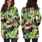 Tropical Hawaiian Parrot Pattern Print Hoodie Dress GearFrost