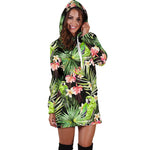 Tropical Hawaiian Parrot Pattern Print Hoodie Dress GearFrost