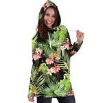 Tropical Hawaiian Parrot Pattern Print Hoodie Dress GearFrost